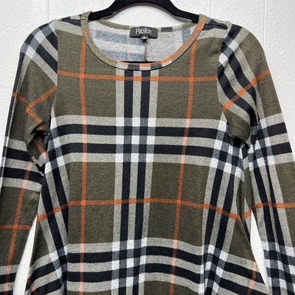 Papillon Flannel Womens Tunic Top Small Side Pockets Academia Chic Warm Cozy - Picture 3 of 13